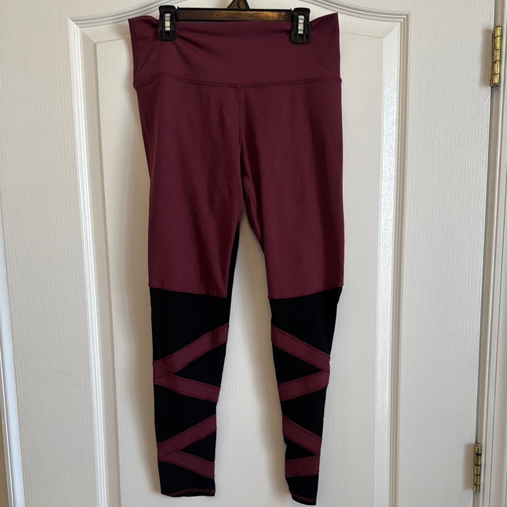 Athleta Burgundy and Black Leggings